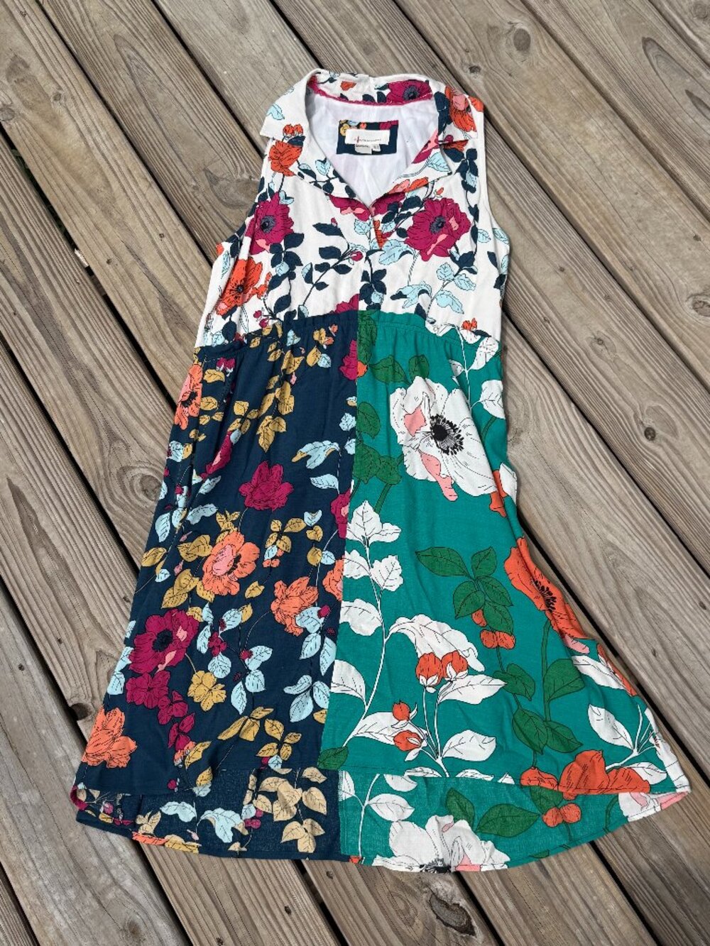 Anthropologie Floral Patchwork Shift Dress sz2 Boho Cottagecore Art Teacher 3591